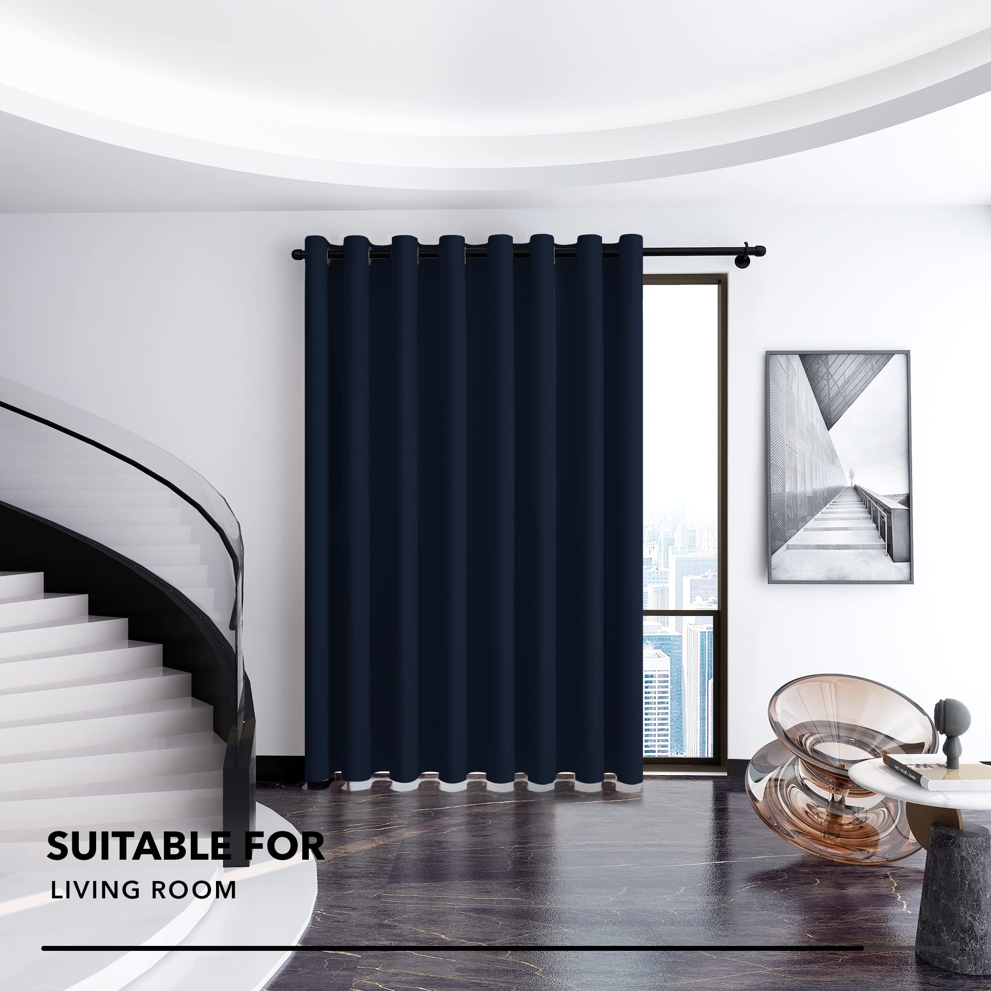 Deconovo Wide Width Drapes For Sliding Glass Doors - Extra Wide Curtains 100 Inches, Blackout Grommet Noise Reducing Drapes For