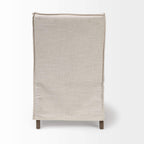 HomeRoots Cream Fabric Slip Cover with Brown Wood Frame Dining Chair