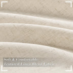 Joywell Linen Pinch Pleated Curtains 100 Inches Long,Back Tab Clip Rings Window Semi Sheer Light Filtering Modern Flax Drapes With Hooks For Bedroom Living Room,W50 X L100,Linen,2 Panels Set