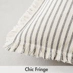 Miulee Pack Of 2 Gray Pillow Covers 18X18 Inch Striped Farmhouse Couch Throw Pillow Covers With Fringe Chic Linen Decorative Cushion Covers For Sofa Living Room Bed Home Decor