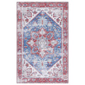 SAFAVIEH Tucson Collection Area Rug - 66 x 9, Blue & Red, Persian Medallion Design, Non-Shedding Machine Washable & Slip Resis