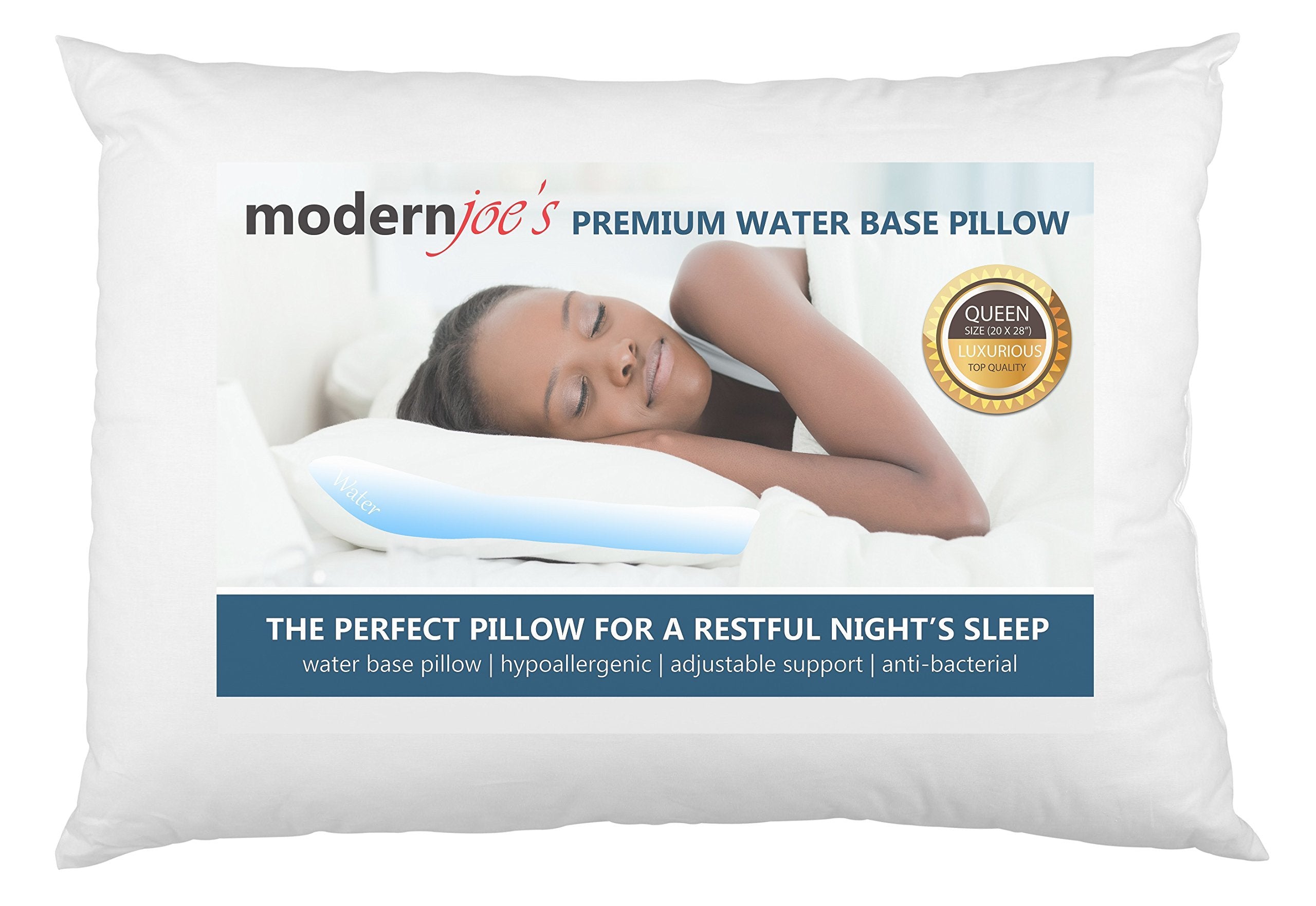 Modernjoe'S Luxurious Queen Size Water Pillow (20X28), Adjustable Waterbase Pillow (Fiber Fill)