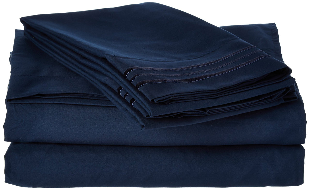 Sweet Home Collection Supreme 1800 Series 4Pc Bed Sheet Set Egyptian Quality Deep Pocket - King, Navy
