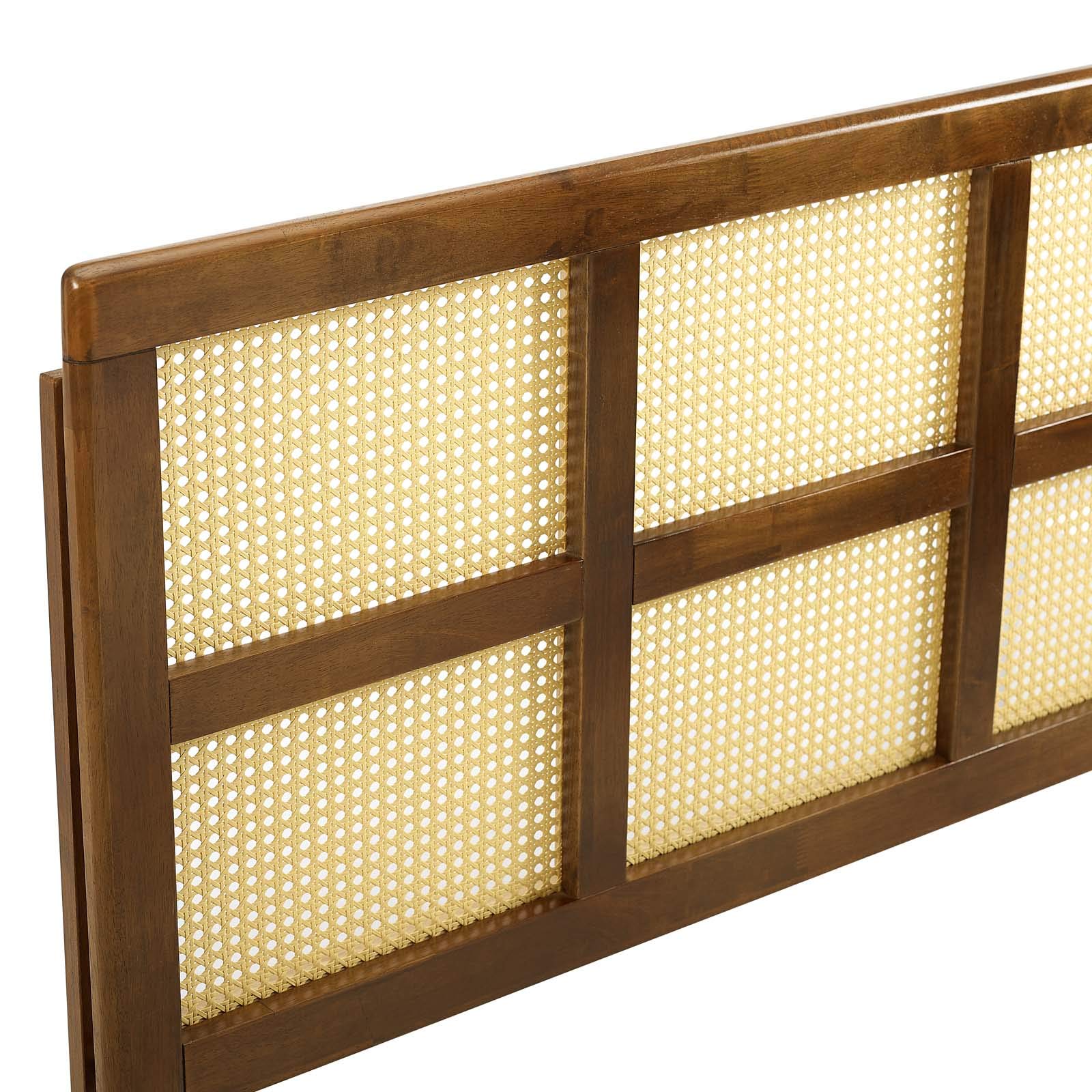 Modway Luana Cane Woven Rattan Queen Headboard In Walnut