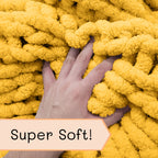 Adyrescia Chunky Knit Blanket Throw | 100% Hand Knit With Jumbo Chenille Yarn (60''X80'', Harvest Yellow)