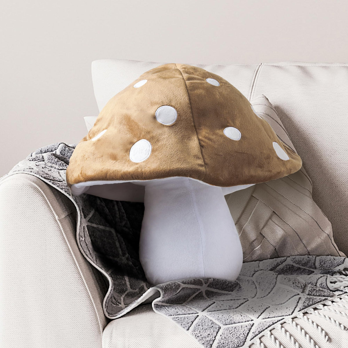 Aels 15.35 Inches Mushroom Pillow, Cute 3D Polka Dot Mushroom Plush, Decorative Throw Pillow For Mushroom Lover Sofa Couch Livin