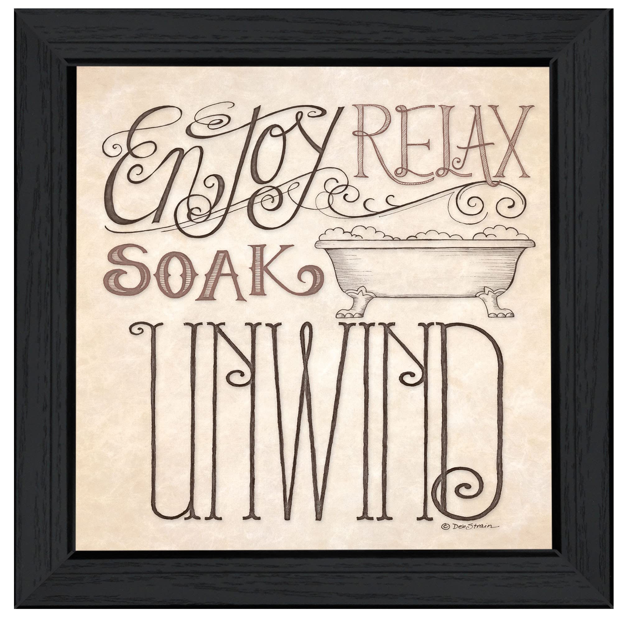 Soak and Relax 4 Black Framed Print Bathroom Wall Art