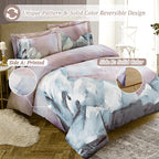 Mildly 100% Long-Staple Cotton Duvet Cover Set Abstract Gray Pink Marble Pattern Printed Comforter Cover 3Pcs, Ultra Soft & Brea