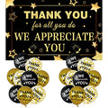 We Appreciate You Decorations Black Silver Appreciate You Banner With 18Pcs Balloons Thank You Backdrop For Teacher Employee Sta