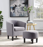 Convenience Concepts Take a Seat Churchill Accent Chair with Ottoman, Cement Gray Fabric