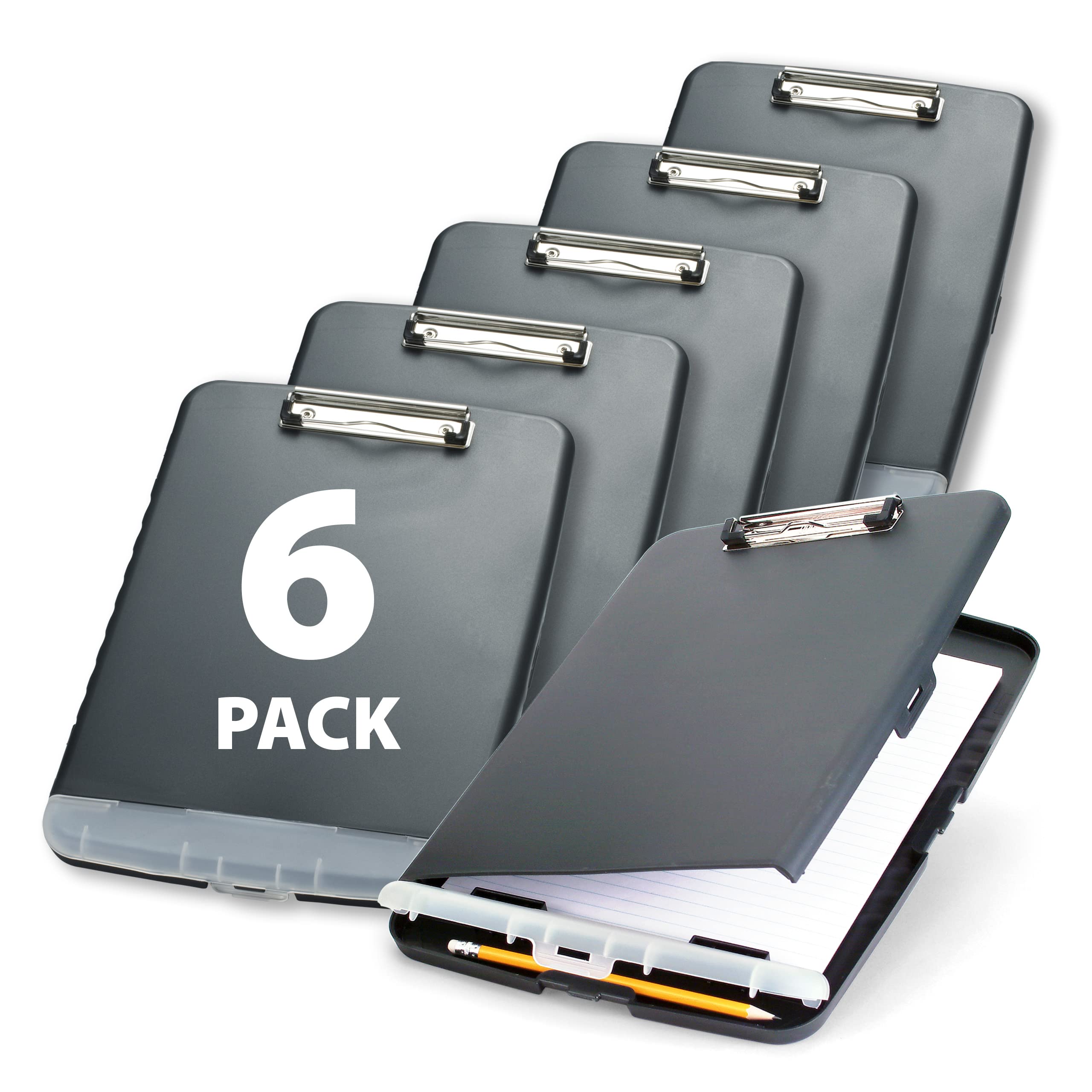 Officemate Slim Clipboard Storage Box, Charcoal (833030) (Pack Of 6)