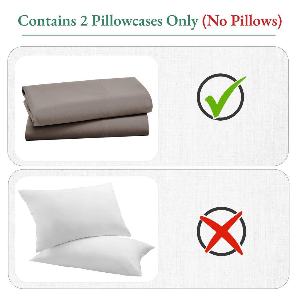 California Design Den Luxuriously Soft Hotel Quality 600 Thread Count, 100% Cotton Queen Pillowcases Set Of 2, Crisp & Cool Standard Pillow Covers Fits Standard & Queen Pillows (Brown)