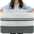HOBASKET 75L Large Blanket Basket, 22x17x12Rectangle Cotton Rope Woven Storage Basket with Handles, Laundry Hamper for Living