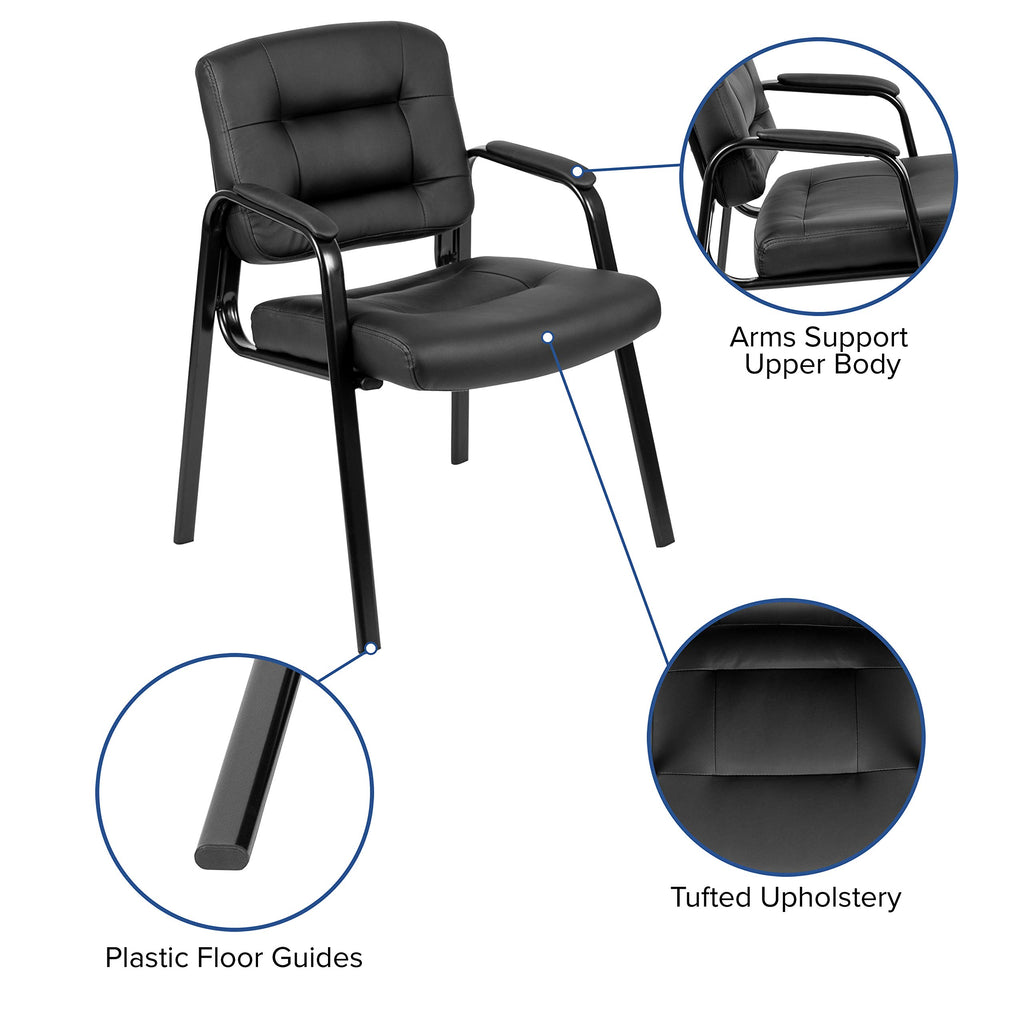 Flash Furniture Darwin Flash Fundamentals Leathersoft Executive Reception Chair, Modern Tufted Lounge Chair For Living Room Or Office, Black