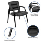 Flash Furniture Darwin Flash Fundamentals Leathersoft Executive Reception Chair, Modern Tufted Lounge Chair For Living Room Or Office, Black