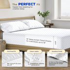 Thread Spread 100% Egyptian Cotton Printed Bed Sheets - 600 Thread Count 4 Pc King Sheet Set, Hotel Luxury Sateen Bedsheets, 16' Deep Pocket Soft Cooling Sheets For King Size Bed - Polka Dot - Navy