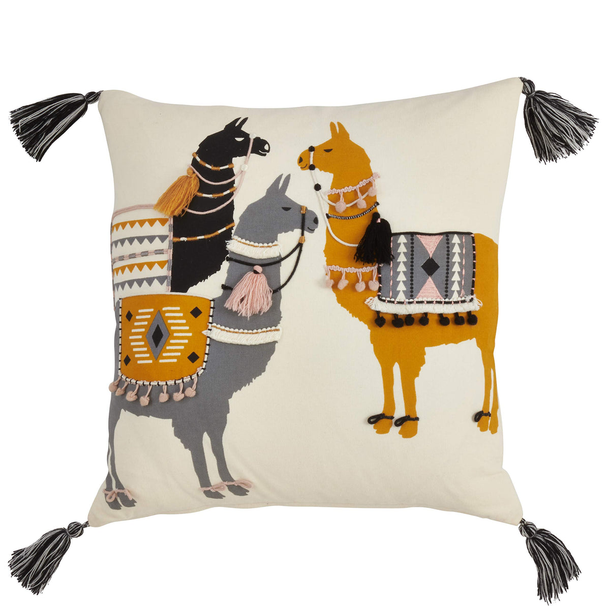 Saro Lifestyle Aiko Collection Llama Pack Throw Pillow With Down Filling 18' Multi