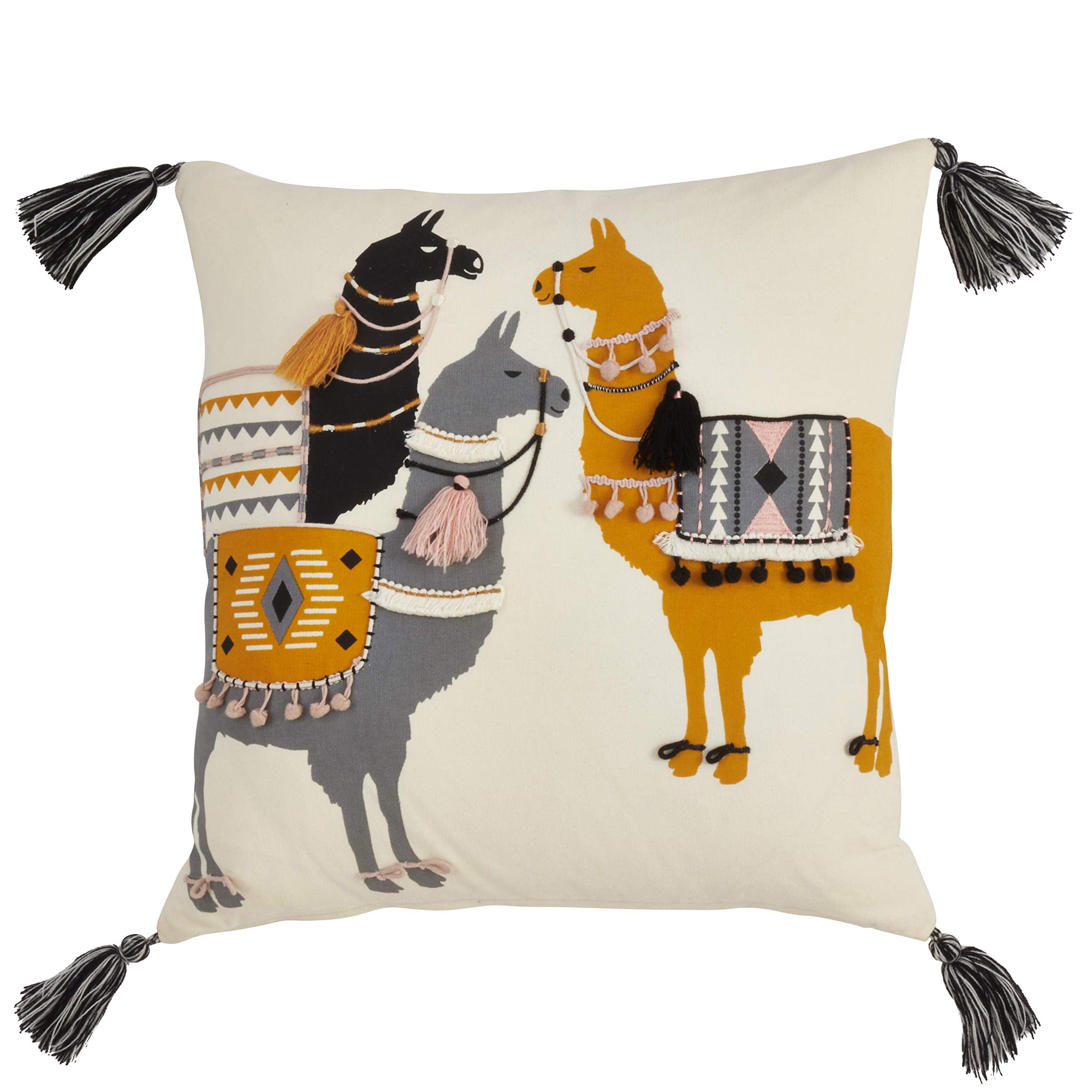 Saro Lifestyle Aiko Collection Llama Pack Throw Pillow With Down Filling 18' Multi