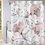 BIVINAR Pink Floral Shower Curtain, Watercolor Flower Bathroom Shower Curtain, Fabric Waterproof Shower Curtain with 12 Hooks, 7
