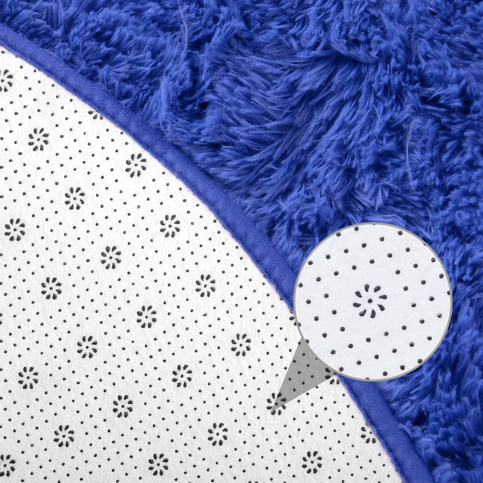 Junovo Rug 4X4 Feet, Light Navy, Fluffy Soft Area Rugs For Kids Girls Room Princess Castle Plush Shaggy Carpet, Circular Home De