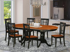 East West Furniture PLNI7-BCH-W 7 Piece Dining Set Consist of an Oval Dining Room Table with Butterfly Leaf and 6 Wood Seat Chairs, 42x78 Inch, Black & Cherry