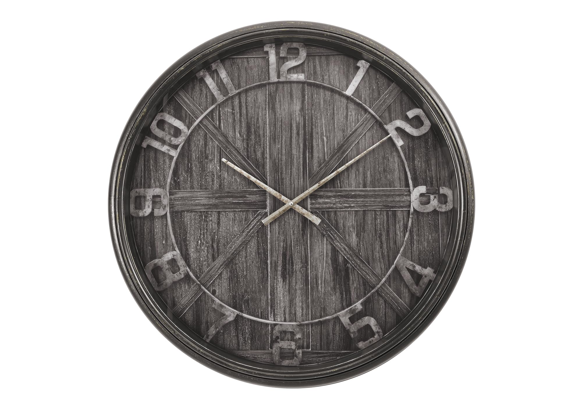 Monarch Specialties I 9025 Clocks, 30' Round, Large Oversized, Wall Clock, Brown, Transitional