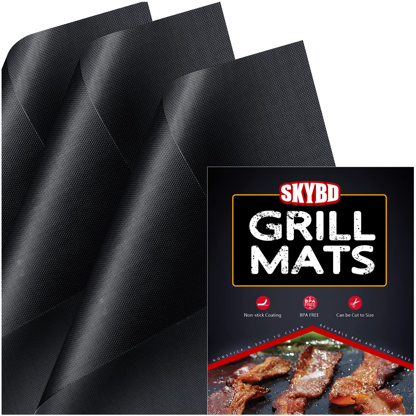 Non-Stick Thick Bbq Grill Mats For Outdoor Grill (Set Of 6), Heavy Duty, Reusable, And Easy To Clean - Works For Gas Grill, Elec