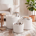Tiangrid 3 Set Cotton Rope Woven Laundry Basket 3 Size White Scallop Basket
