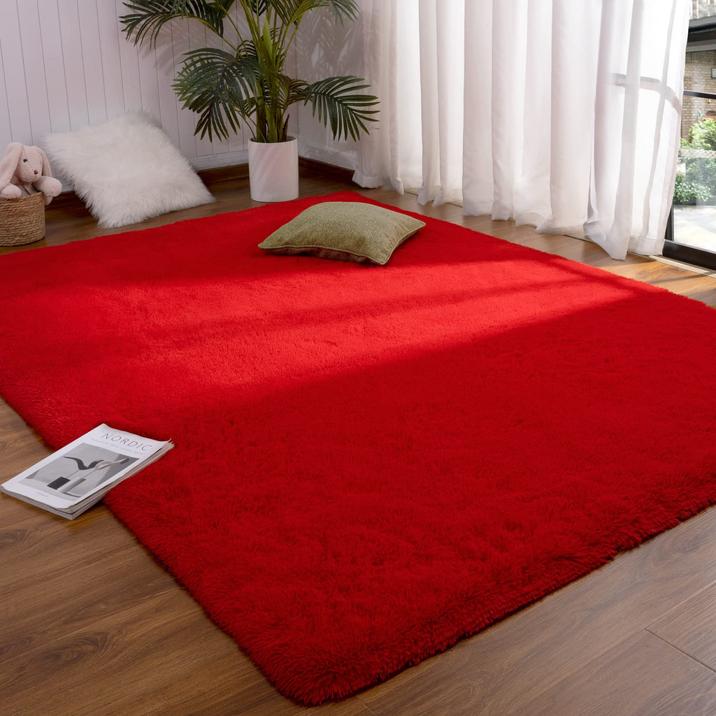 Detum Red Living Room Rug 5X8 Area Rug Red Christmas Rugs For Bedroom Master Room Dining Dorm Kids Room Machine Washable Nonslip