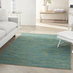 Nourison Essentials Indoor/Outdoor Blue Green 6' X 9' Area Rug, Easy -Cleaning, Non Shedding, Bed Room, Living Room, Dining Room, Backyard, Deck, Patio (6X9)