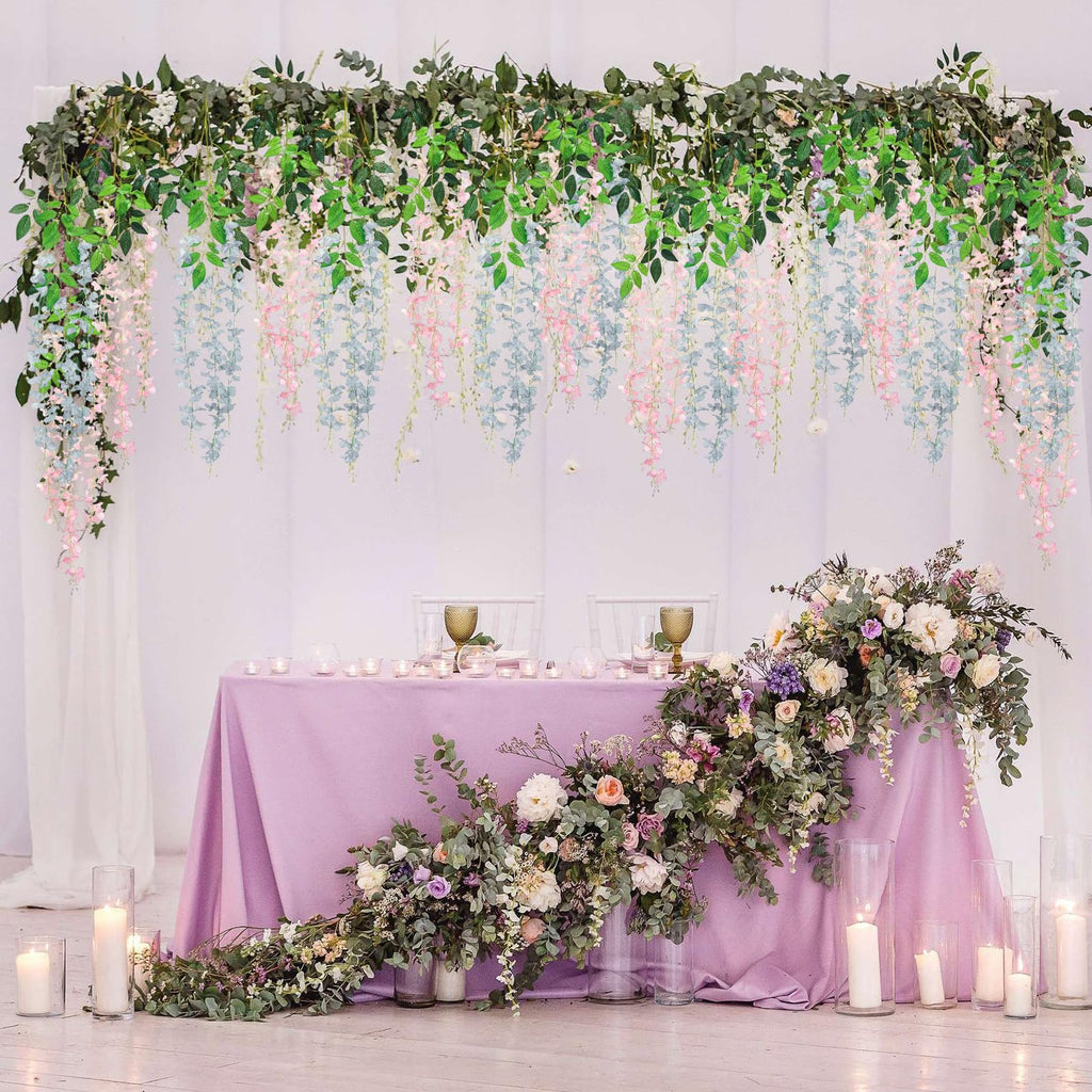 Luerbi 12 Pack Grey Wisteria Hanging Flowers Garland, 3.77 Feet Grey Artificial Wisteria Flower Vines, Fake Grey Wisteria, Grey
