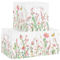 Clastyle Pink Wild Flower Kid Storage Basket Set Spring Butterfly Plants Foldable Closet Clothes Organizer Nursery Toddler Toy B
