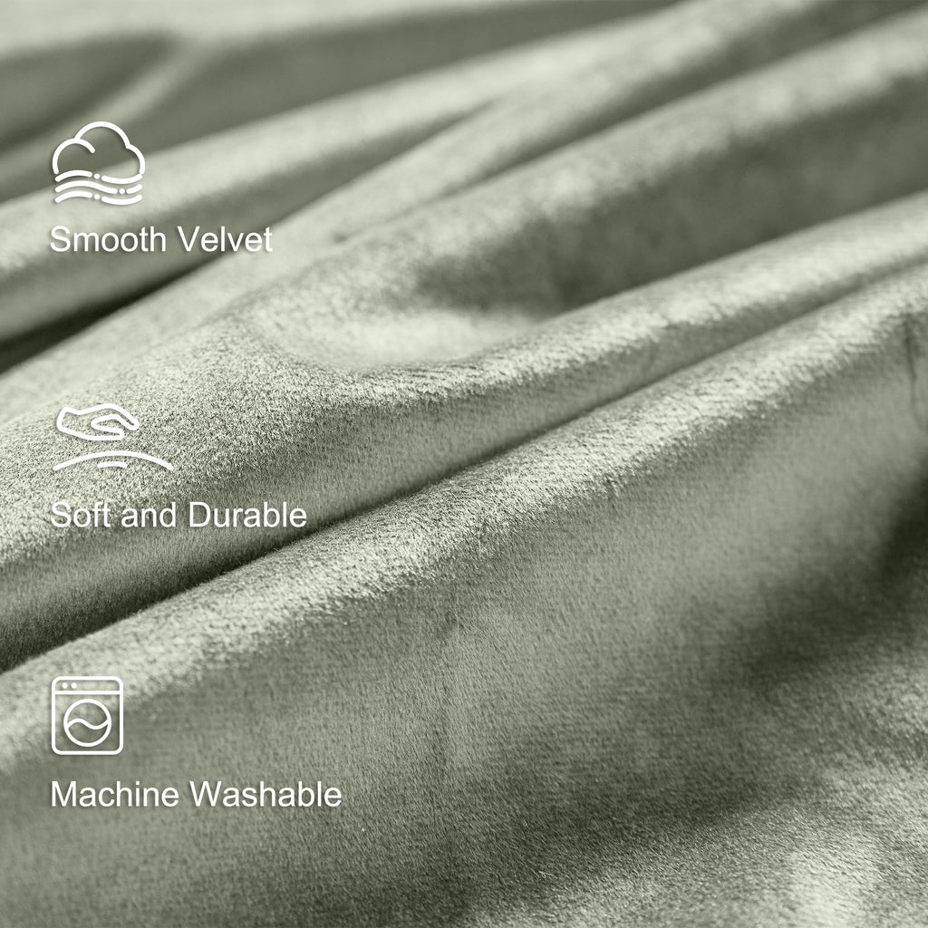Lazzzy Velvet Green Curtains Room Darkening Thermal Insulated Curtains 108 Inch Length Window Drapes For Bedroom Living Room Super Soft Luxury Rod Pocketwindow Treatment 2 Panels, Grayish Green