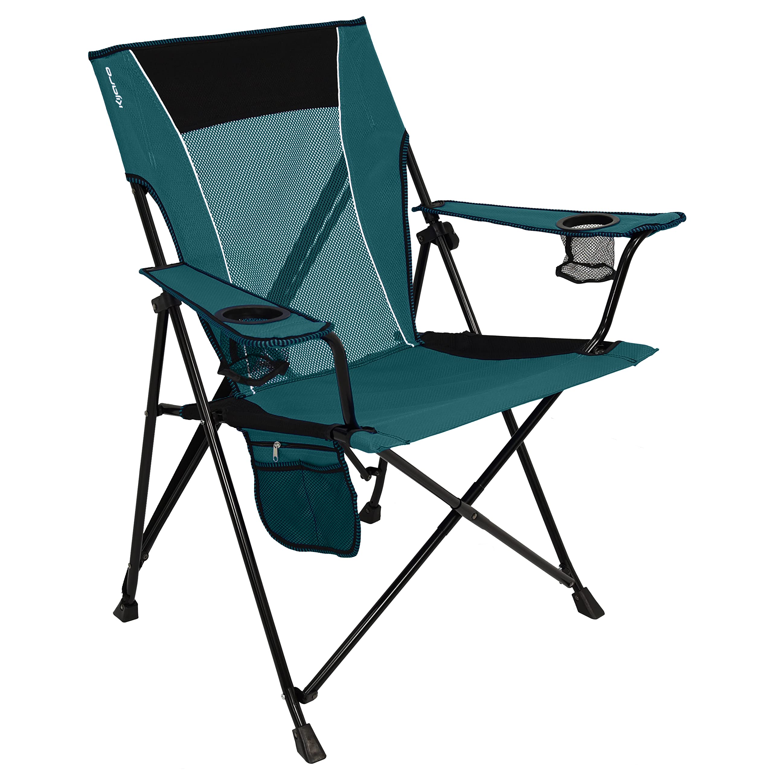 Kijaro Dual Lock Folding Camp Chair - Versatile Sports Chair With Locks Position For Outdoors - Cayman Blue Iguana