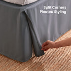 Sleep Zone Anti-Static Pleated Bed Skirts King Size, 15 Inch Tailored Drop Easy Fit Bedskirt, Fade Resistant (King, Grey)
