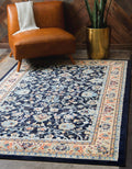 Unique Loom Sialk Hill Collection Area Rug - Washington (6 1 x 9 Rectangle Navy Blue/Cream)