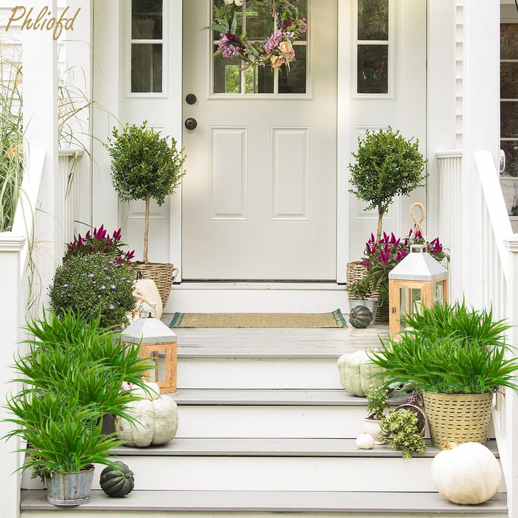 Phliofd 32 Pcs Artificial Grass Fake Plants 17.3In Outdoor Plants Uv Resistant Faux Greenery Stems Fake Grass For Home Window Ga