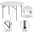 Flash Furniture Kathryn 4' Round Plastic Folding Event Table for Parties and Trade Shows, Portable Indoor/Outdoor Event Banquet Table, White