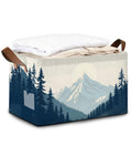Oeaskly Blue Misty Forest Large Storage Bins with Handles, Oxford Fabric Storage Basket, Foldable Organizer for Clothes, Blanket