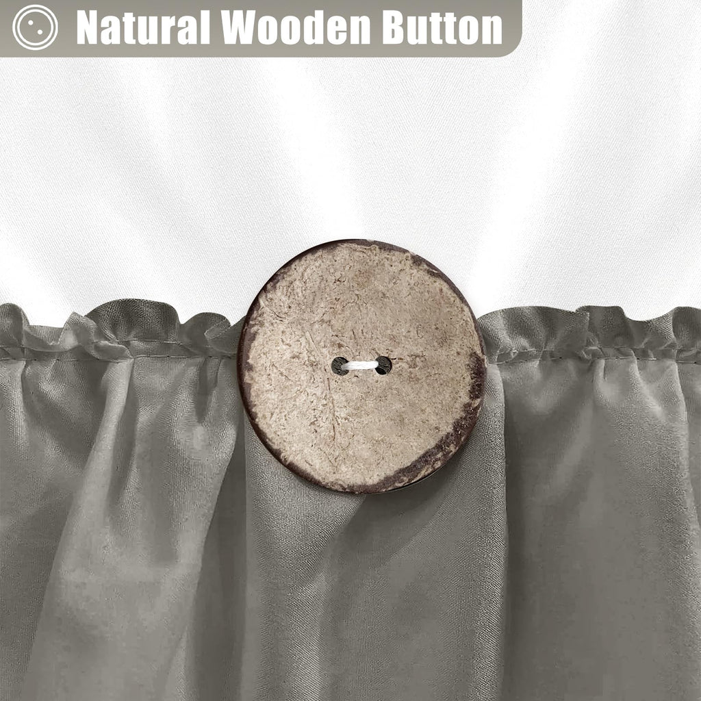 Seasonwood White And Gray Shower Curtain 72 X 72 With Nature Buttons Shabby Chic Shower Curtain French Country Style Modern Farm