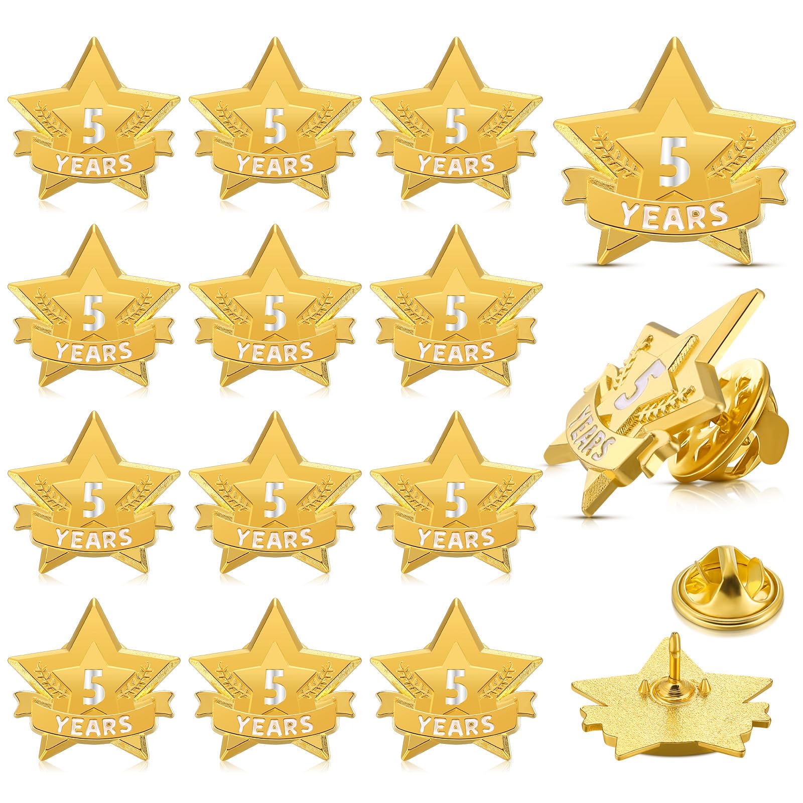Tigeen 12 Pcs Year Service Reward Pins Star Enamel Pins Pins Year Of Service Award Lapel Pin For Long Standing Employees Volunte