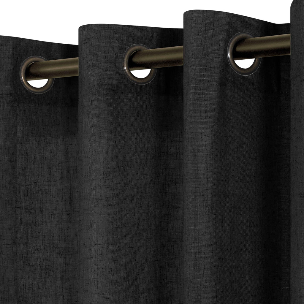 Koufall Black Curtains 96 Inches Long,Sheer Linen Bronze Colored Grommet Dark Curtains For Living Room Bedroom