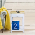 Casual Home Owl White Night Stand with USB Port, 17.5 in x 14.25 in x 24.5 in (W x L x H), Natural/White