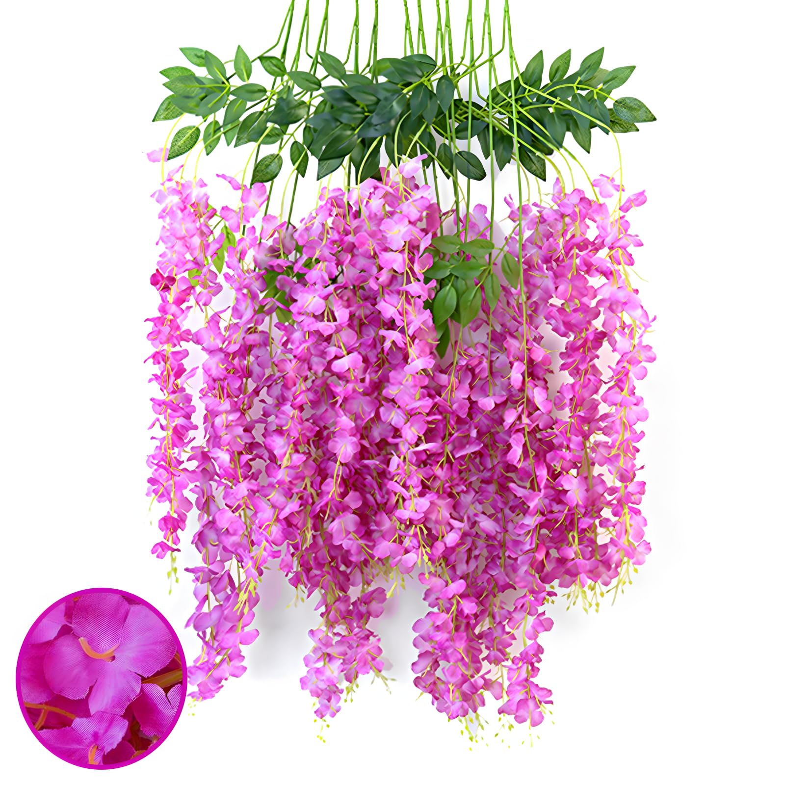 12 Pack Purple Red Wisteria Hanging Flowers Garland, 3.77 Ft Purple Red Artificial Wisteria Flower Vines, Fake Purple Red Wister