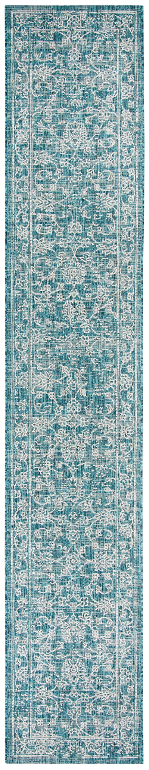 Safavieh Courtyard Collection 2'3' X 20' Turquoise Cy8680 Indoor/ Outdoor Patio Backyard Mudroom Runner Rug