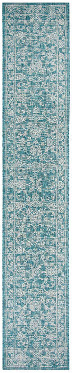 Safavieh Courtyard Collection 2'3' X 22' Turquoise Cy8680 Indoor/ Outdoor Patio Backyard Mudroom Runner Rug