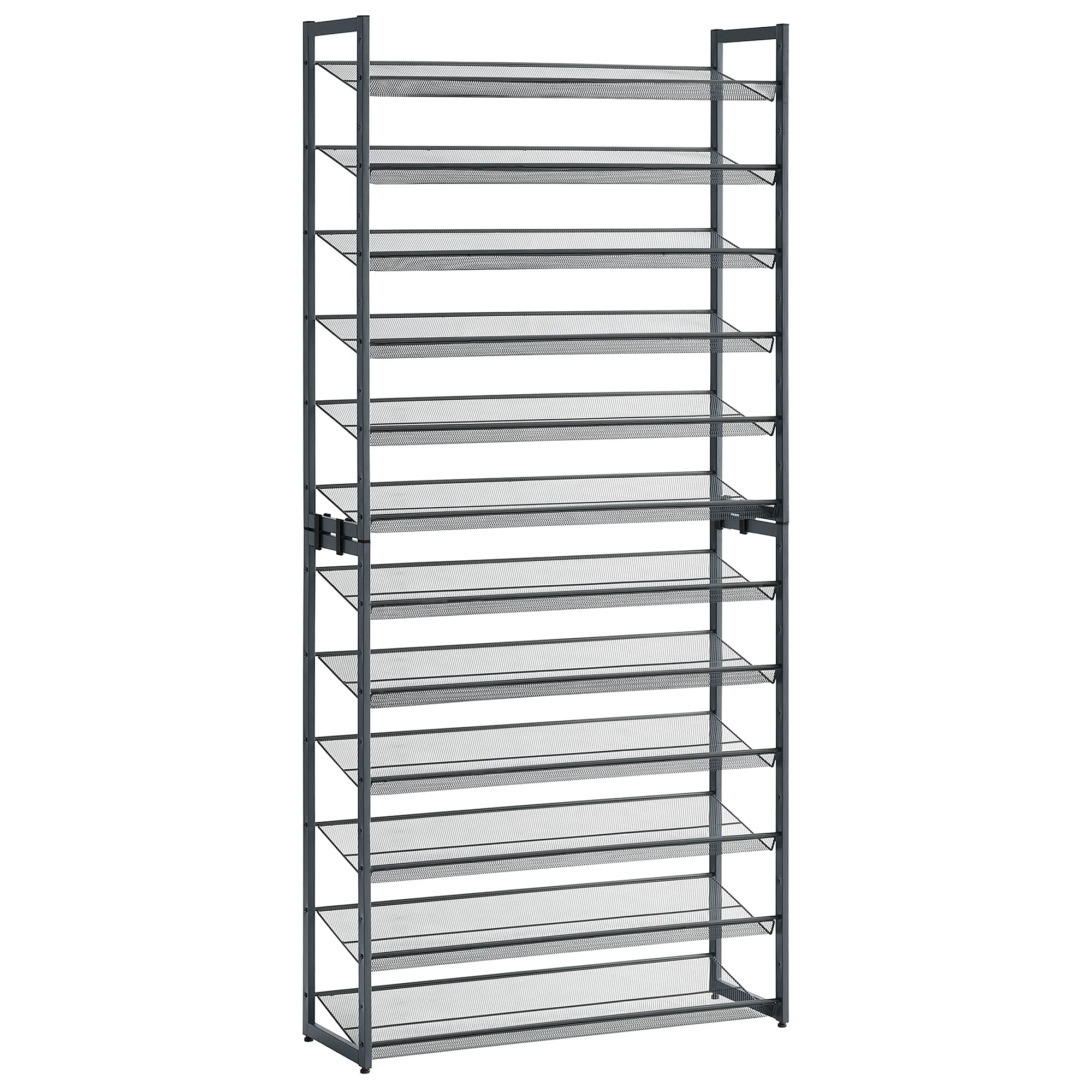 SONGMICS Shoe Rack, 12-Tier Metal Shoe Storage Organizer for Closet, Entryway, Garage, Set of 2 6-Tier Stackable Shoe Shelf, Adj