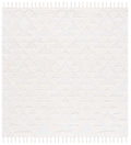 Safavieh Moroccan Tassel Shag Collection Area Rug - 53 Square, Ivory, Geometric Design, Plush 1.5 Inch Thick Ideal for High Tra