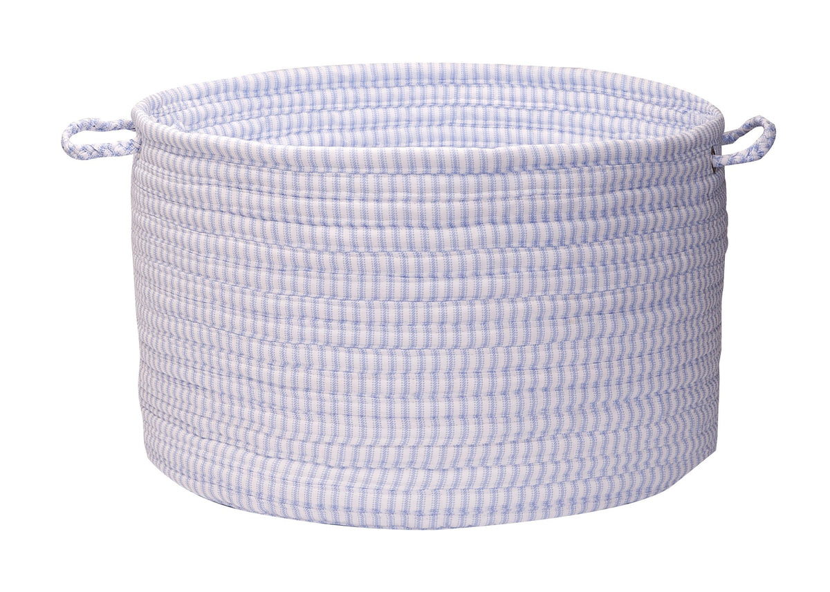 Colonial Mills Solid Ticking Storage Basket, 14 By 10-Inch, Blue