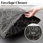 Exq Home Satin Pillowcase For Hair And Skin- Rose On Black Silk Pillowcase 2 Pack 20X26 Inches - Standard Size Pillow Cases With